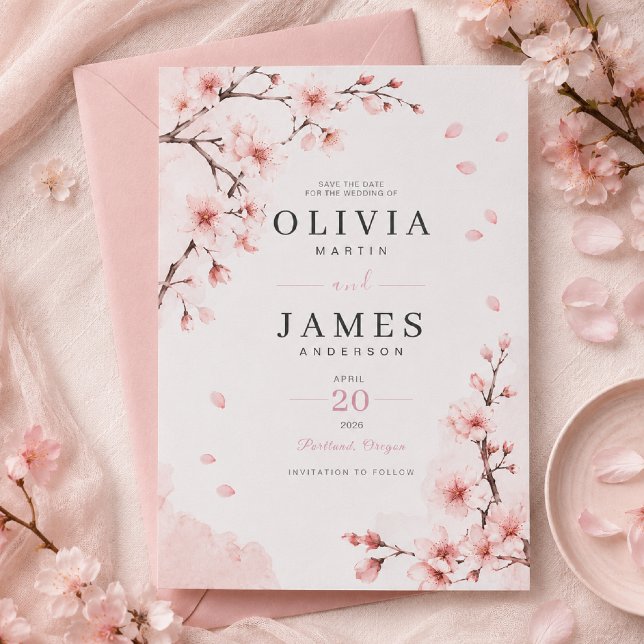 Cherry Blossom Elegance Save the Date Card (Creator Uploaded)