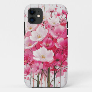Cherry Blossom Elegance - Watercolor Floral Design iPhone 11 Case