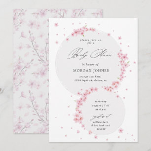 cherry blossom elegant baby shower invitation
