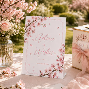 Cherry Blossom Elegant Botanical Advices & Wishes Pedestal Sign