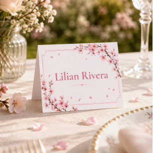 Cherry Blossom Elegant Botanical Spring Place Card