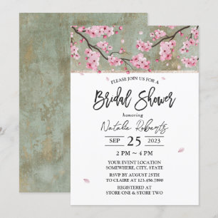 Cherry Blossom Elegant Floral Bridal Shower Invitation
