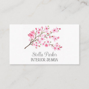 Cherry Blossom Elegant Floral Spring Business Card