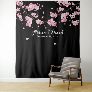 Cherry Blossom Elegant Floral Wedding Backdrops Tapestry