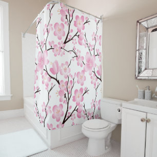 cherry blossom elegant japanese flowers shower curtain