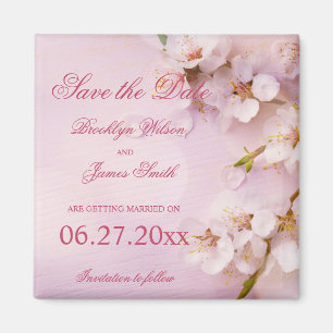 Cherry Blossom Elegant Save The Date Magnets