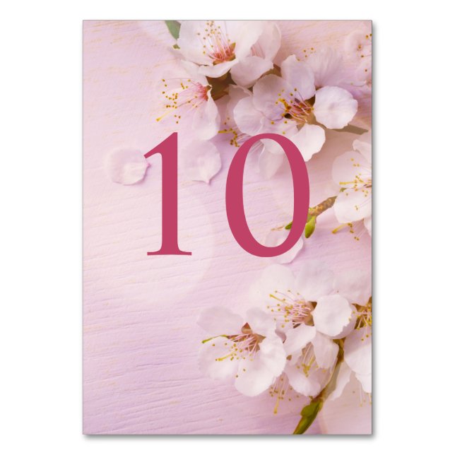 Cherry Blossom Elegant Table Numbers For Wedding (Front)
