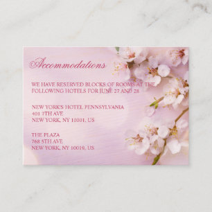 Cherry Blossom Elegant Wedding Accommodation Cards