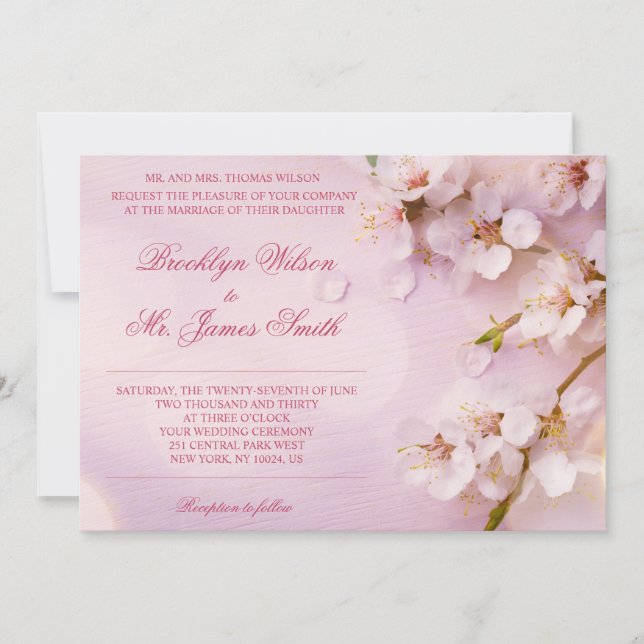 Cherry Blossom Elegant Wedding Invitation (Front)