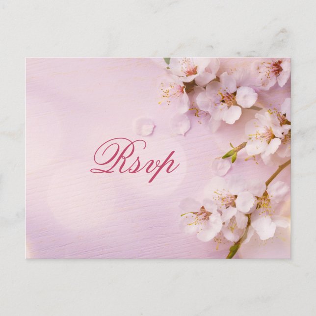 Cherry Blossom Elegant Wedding RSVP Postcards (Front)