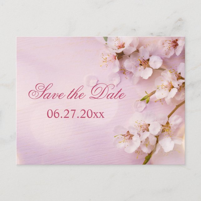 Cherry Blossom Elegant Wedding Save The Dates Anno Announcement Postcard (Front)