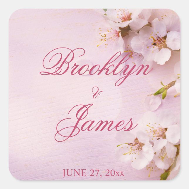 Cherry Blossom Elegant Wedding Stickers (Front)