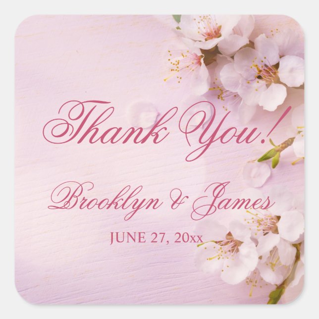 Cherry Blossom Elegant Wedding Stickers (Front)