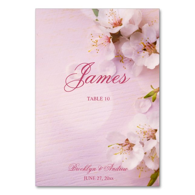 Cherry Blossom Elegant Wedding Table Place Cards (Front)