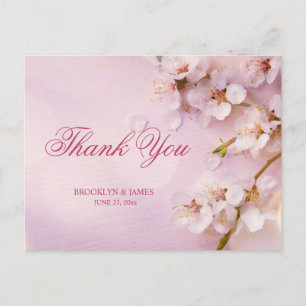 Cherry Blossom Elegant Wedding Thank You Postcards