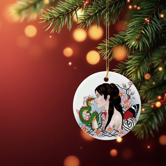 Cherry Blossom Fairy Dragon Friendship Ceramic Tree Decoration (Creator Uploaded)