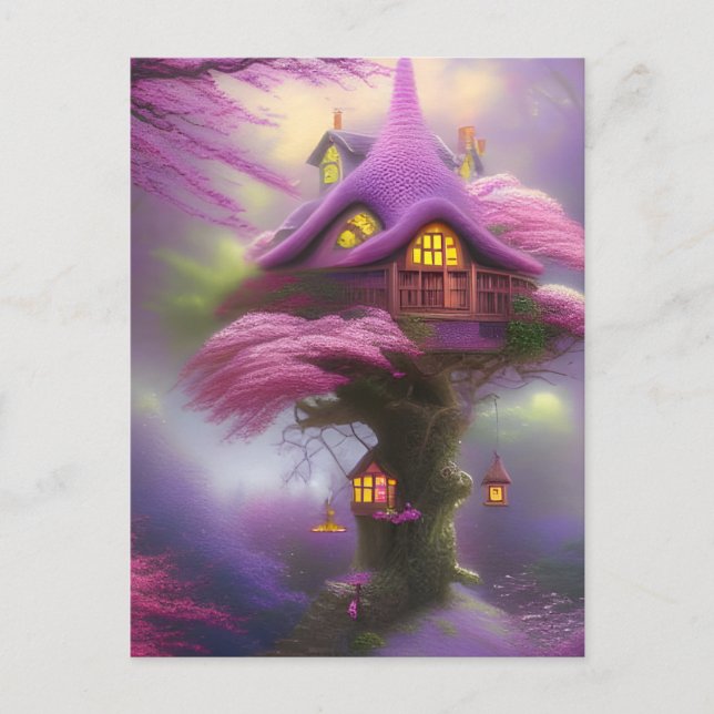 Cherry Blossom Fairy House Fantasy  Postcard (Front)
