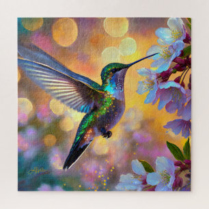 Cherry Blossom Fantasy Hummingbird Jigsaw Puzzle