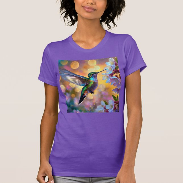 Cherry Blossom Fantasy Hummingbird T-Shirt (Front)