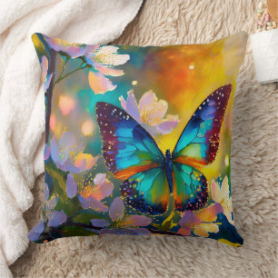 Cherry Blossom Fantasy Sunrise Butterfly Cushion
