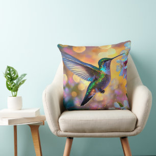 Cherry Blossom Fantasy Sunrise Hummingbird Cushion