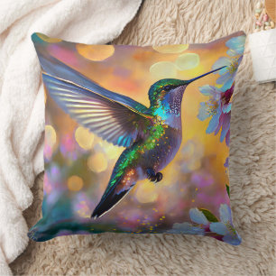 Cherry Blossom Fantasy Sunrise Hummingbird Cushion