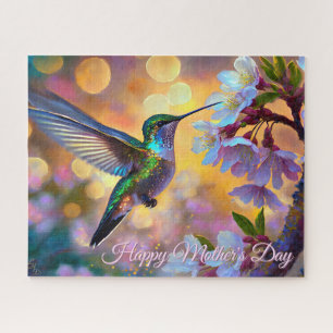 Cherry Blossom Fantasy Sunrise Hummingbird Jigsaw Puzzle