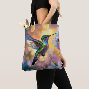 Cherry Blossom Fantasy Sunrise Hummingbird Tote Bag