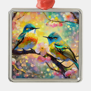 Cherry Blossom Fantasy Sunrise Songbirds Metal Tree Decoration