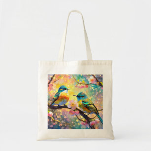 Cherry Blossom Fantasy Sunrise Songbirds Tote Bag