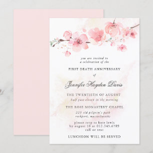 Cherry Blossom First Death Anniversary Invitation