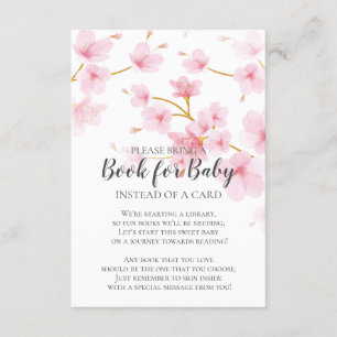 Cherry Blossom Floral Baby Shower Book for Baby Enclosure Card