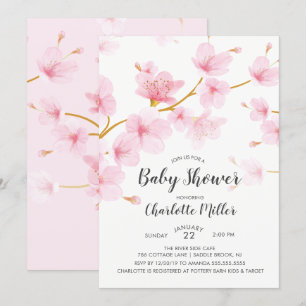 Cherry Blossom Floral Baby Shower Invitation