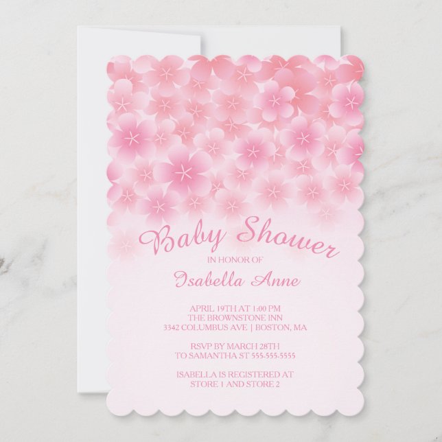 Cherry Blossom Floral Baby Shower Invitation (Front)