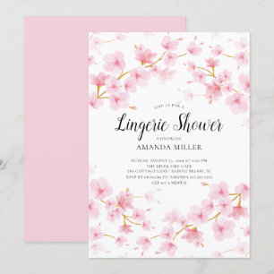 Cherry Blossom Floral Bridal Lingerie Shower Invitation