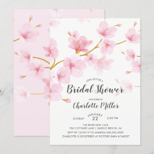 Cherry Blossom Floral Bridal Shower Invitation