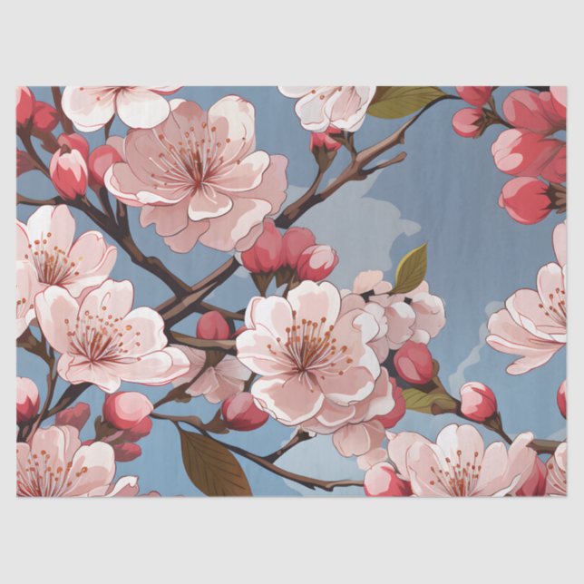 Cherry Blossom Floral Decoupage Tissue Paper (Front)