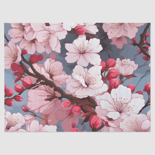 Cherry Blossom Floral Decoupage Tissue Paper (Front)