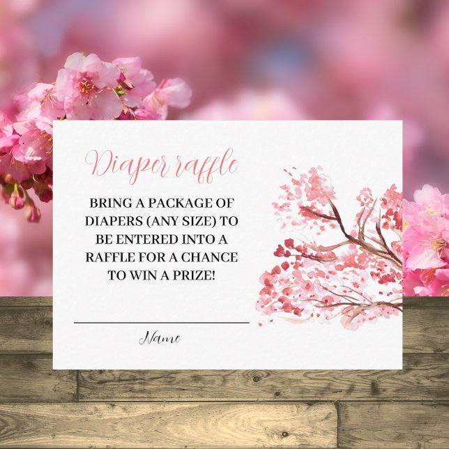 Cherry Blossom Floral Diaper Raffle Baby Shower Enclosure Card (Creator Uploaded)