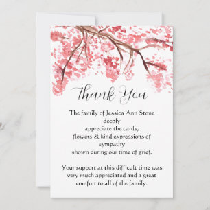 Cherry Blossom Floral Funeral Death Thank you Invitation