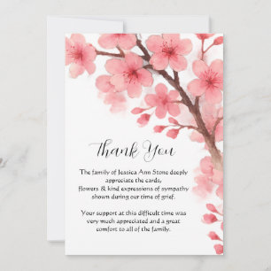 Cherry Blossom Floral Funeral Death Thank you Invitation