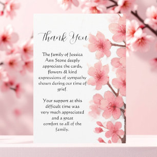 Cherry Blossom Floral Funeral Death Thank you Invitation