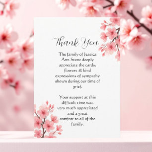 Cherry Blossom Floral Funeral Death Thank you Invitation