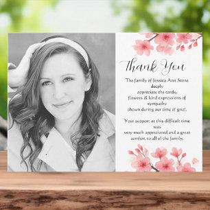 Cherry Blossom Floral Funeral Death Thank you Invitation