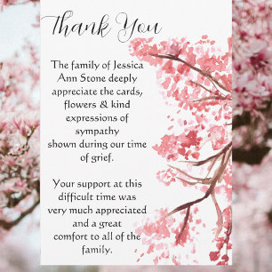 Cherry Blossom Floral Funeral Death Thank you  Invitation