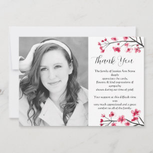 Cherry Blossom Floral Funeral Death Thank you Invitation