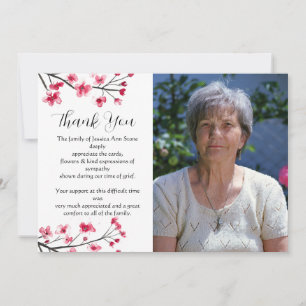Cherry Blossom Floral Funeral Death Thank you Invitation