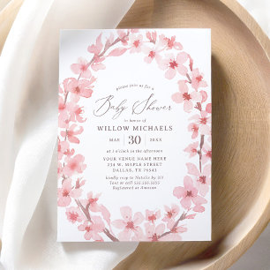 Cherry Blossom Floral Girl Baby Shower Invitation