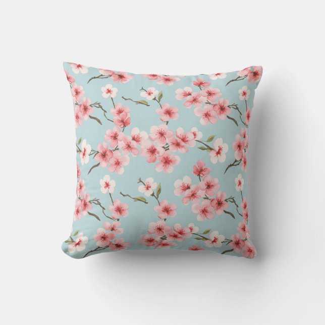 Cherry Blossom Floral Pattern Cushion (Front)