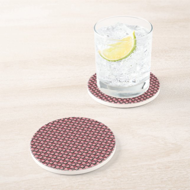 Cherry Blossom Floral Pattern, Pink Flowers  Coaster (Side)